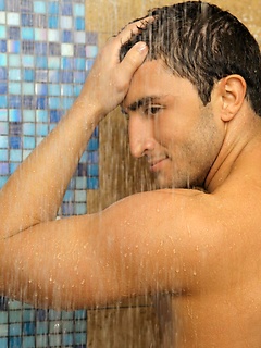 Ace DeCarlo and Nick Sterling start off with a hot, steamy shower and end up with Nick burying his face in Ace's ass and deepthroating his huge cock.