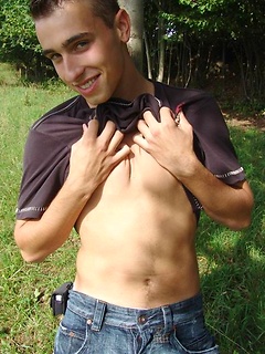 Handsome czech twink naked in a park