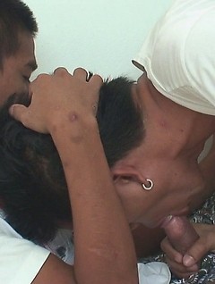 A handsome Asian lad gets a long and very deep blow job from his fuck buddy.