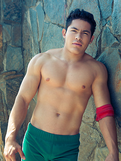 Louis Lee is a studly Latino jock whose little shorts can barely conceal his cock