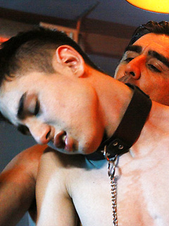 Kept on a leash twink sub gets fucked ass-to-mouth